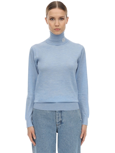 blue knit turtleneck