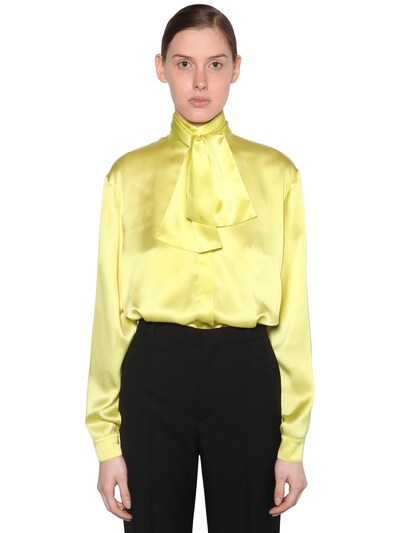 yellow satin blouse