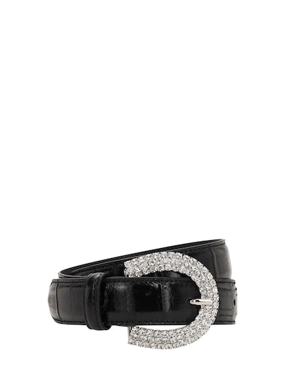 ALESSANDRA RICH 30MM EMBOSSED LEATHER & CRYSTAL BELT,70I5CL007-OTAW0