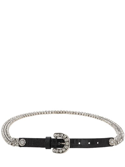 ALESSANDRA RICH 20MM CRYSTAL & EMBOSSED LEATHER BELT,70I5CL009-OTAW0