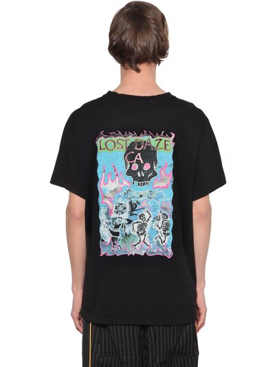 Lost Daze Ca Oversize Printed Cotton Jersey T-shirt In Black