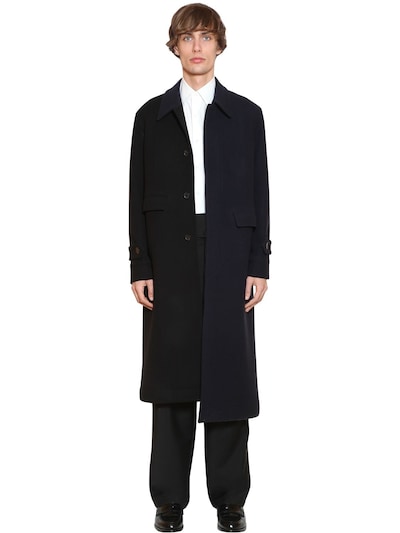 LOEWE ASYMMETRIC WOOL & CASHMERE BICOLOR COAT,70I6HC006-NTE5NW2