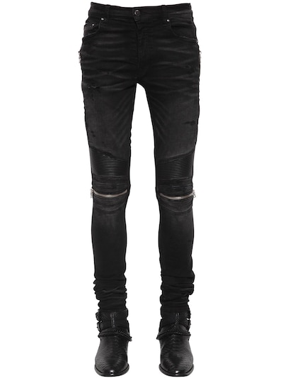 Amiri 15cm Mx2 Cotton Denim Jeans In Rough Black