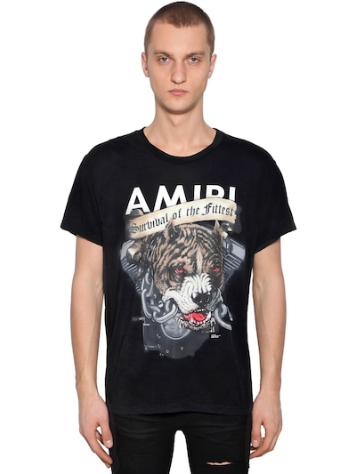 Amiri Pitbull Print Cotton Jersey T-shirt In Black | ModeSens