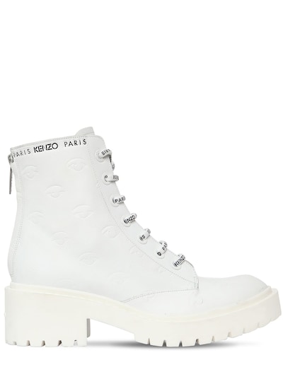 KENZO 50MM PIKE LOGO LACE-UP LEATHER BOOTS,70I73S004-MDE1