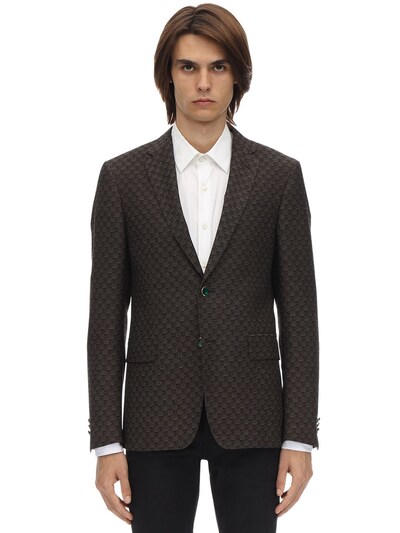 Etro 3d Motif Wool & Cotton  Jacquard Jacket In Dark Brown