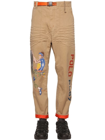 Polo Ralph Lauren Oversized Cotton Blend Twill Pants In Beige