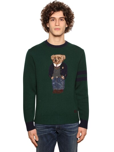 Polo Ralph Lauren Maxi Teddy Wool Knit Sweater In Green