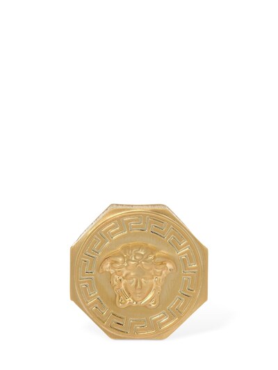 Versace Greek Motif & Medusa Statement Ring In Gold