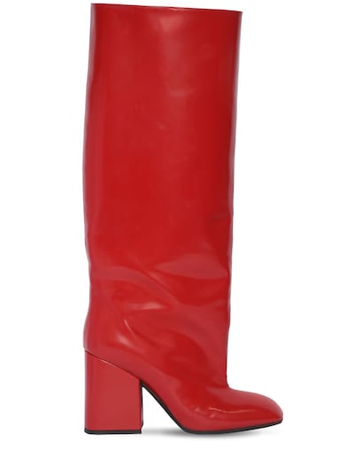 Marni 90mm Tall Brushed Leather Boots In Red