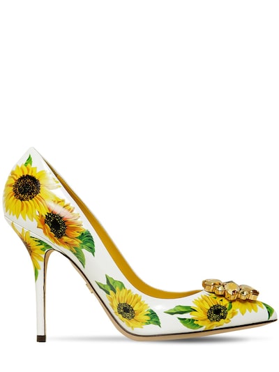 Dolce & Gabbana 90mm Embellished Sunflower Leather Pumps In Sunflowers