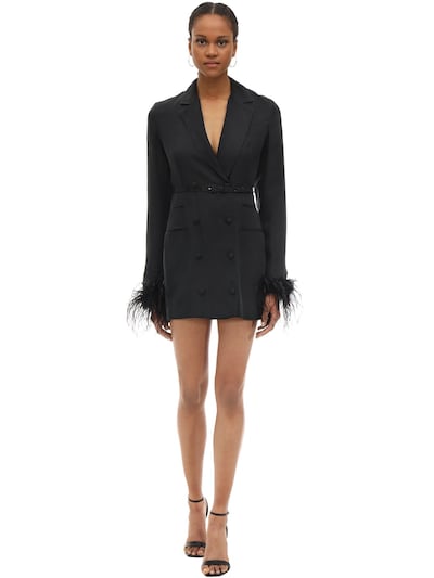 Alice Mccall Viscose Jacket Dress W/ Feathers In Black
