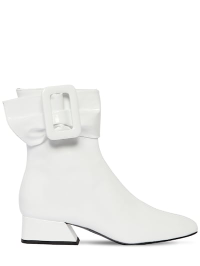 patent leather boots white