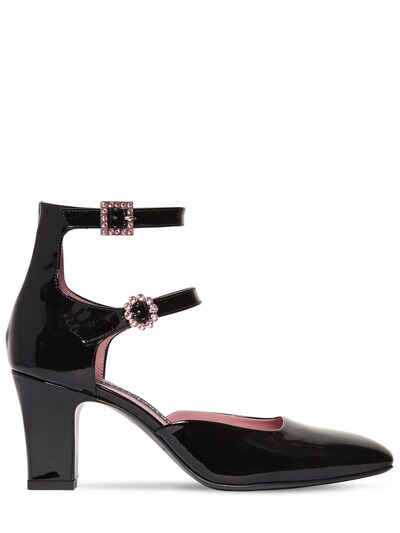 Les Petits Joueurs 70mm Patent Leather Mary Jane Pumps In Black