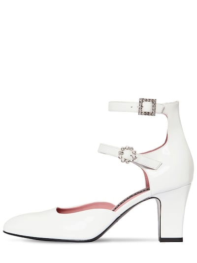 Les Petits Joueurs 70mm Mary Jane Patent Leather Pumps In White