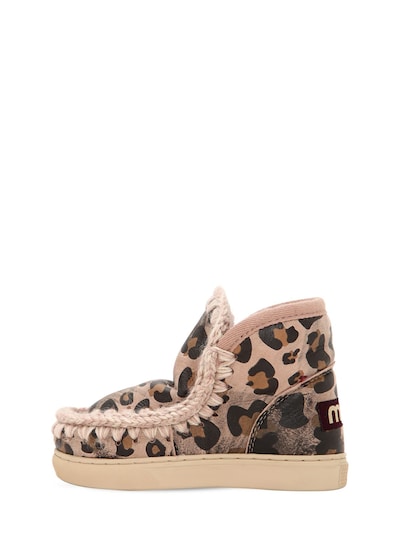 Mou Leo Print Eskimo Shearling Ankle Boots Luisaviaroma