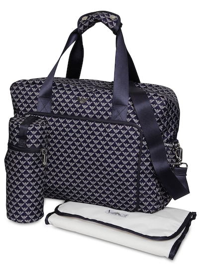 Luisaviaroma Boys Accessories Bags Rucksacks All Over Logo Print Nylon Changing Bag 