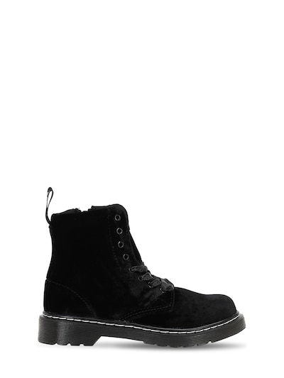 dr martens black velvet boots