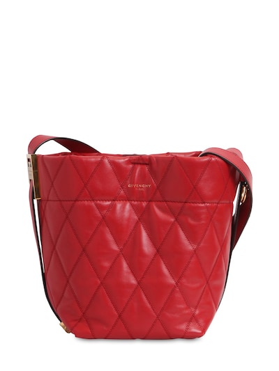Givenchy Mini Gv Quilted Leather Bucket Bag In Gold,multi