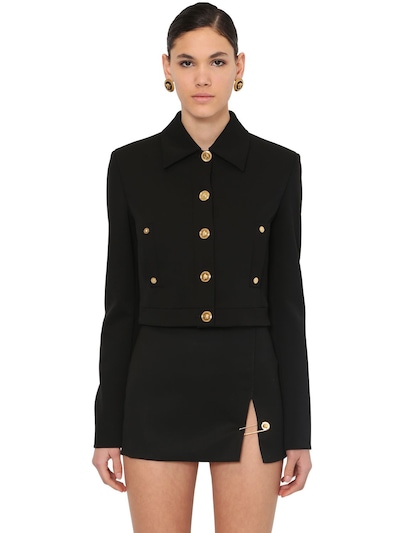 Versace Short Wool Cloth Jacket In Black
