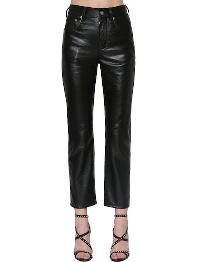 Saint Laurent Slim Leather Pants In Black