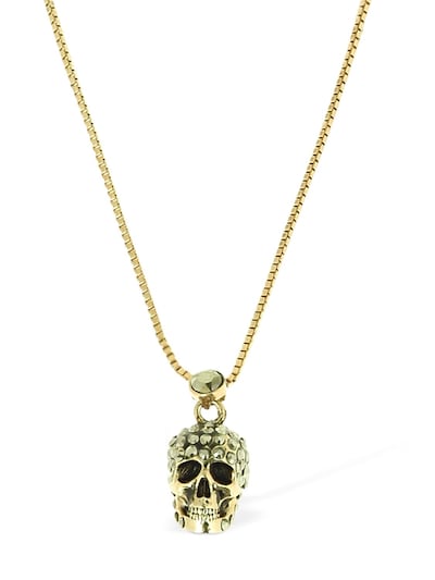 Alexander Mcqueen Pave Skull Necklace In Gold