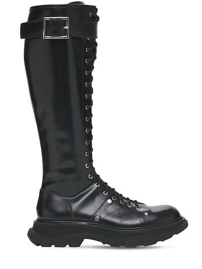 alexander mcqueen long leather boots height