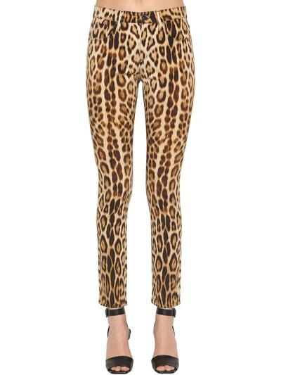 Roberto Cavalli Skinny Leopard Print Stretch Denim Jeans