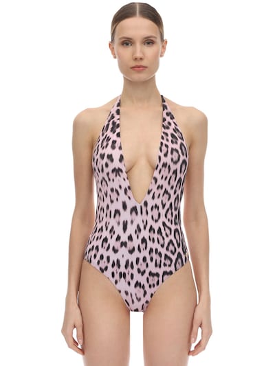 pink leopard one piece swimsuit