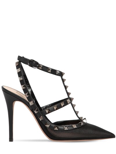 valentino black studded heels