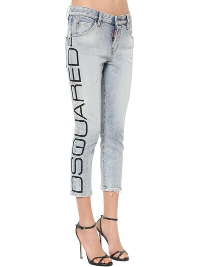 DSQUARED2 CROPPED BLUE ACID WASH COOL GIRL JEANS,70IAGF076-NDCW0