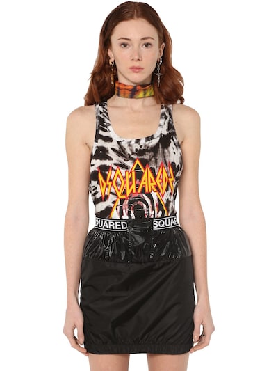 DSQUARED2 LOGO TIE DYED COTTON JERSEY TANK TOP,70IAGF083-MDA0UW2