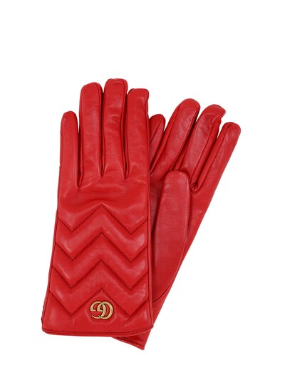 GUCCI GG MARMONT EMBOSSED LEATHER GLOVES,70IAI2001-NJQWMA2