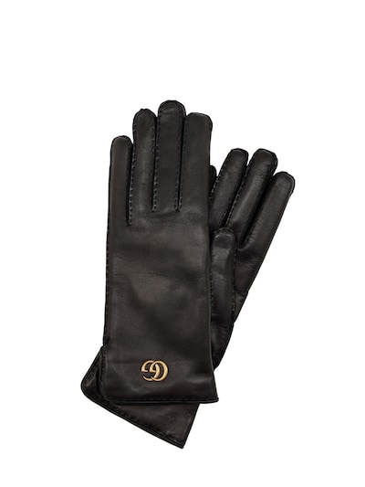 Gucci Gg Maya Embossed Leather Gloves In Black
