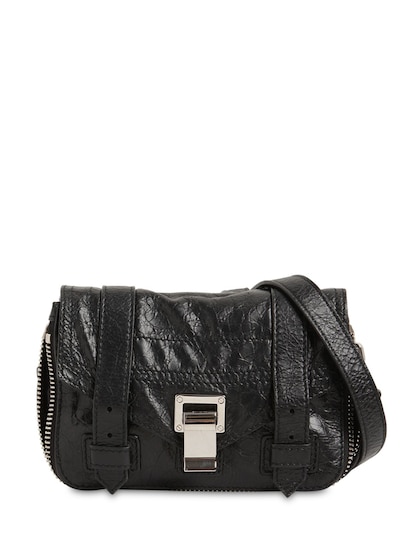 Proenza Schouler Ps1 Mini Zip Paper Leather Crossbody Bag In Black