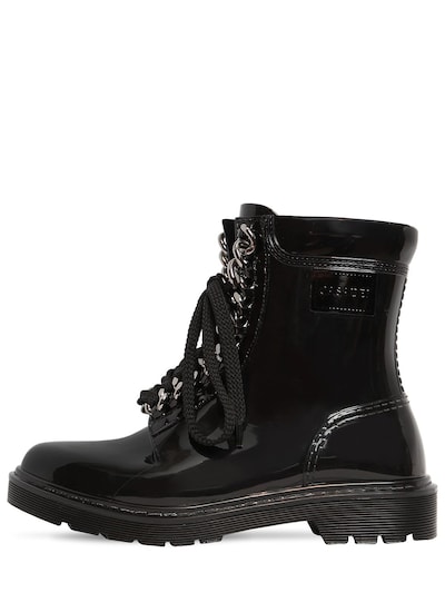 Casadei 30mm Chained Pvc Ankle Boots In Black