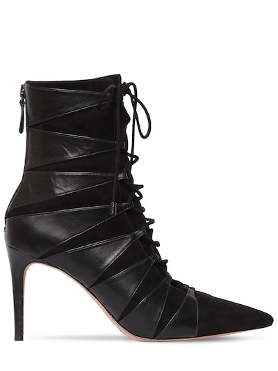 Alexandre Birman 85mm Becca Leather & Suede Ankle Boots In Black
