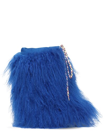 Casadei 110mm Suede & Fur Ankle Boots In Blue