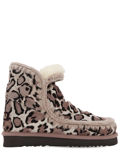 Mou 20mm Leopard Print Eskimo Boots In Beige,white | ModeSens