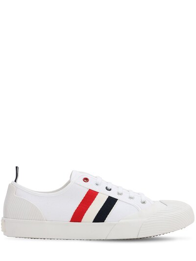 Striped cotton blend canvas sneakers 