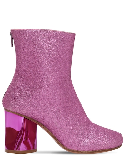 Maison Margiela 80mm Glittered Sock Ankle Boots In Fuchsia