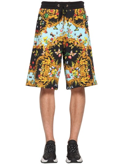 VERSACE JEANS COUTURE PRINTED COTTON JERSEY SHORTS,70IBQN002-ODK50