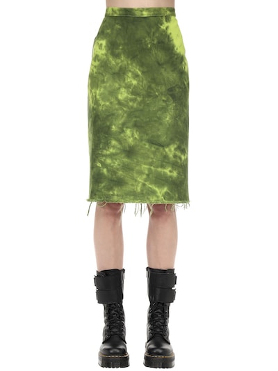 green denim skirt