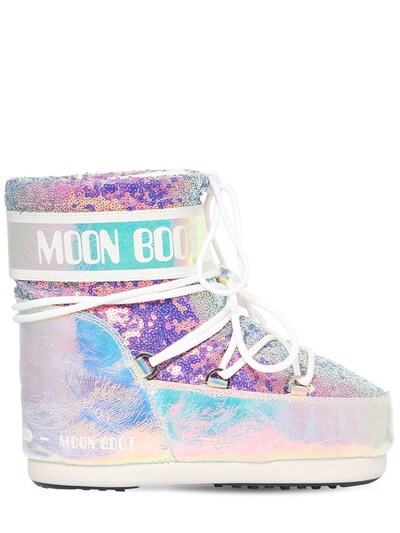 silver glitter moon boots