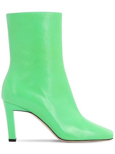 green patent leather boots