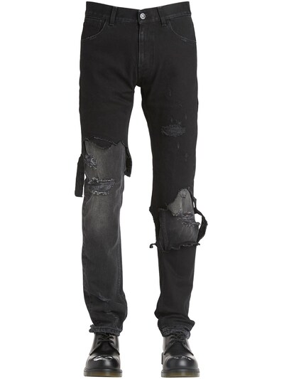 raf simons destroyed slim fit jeans