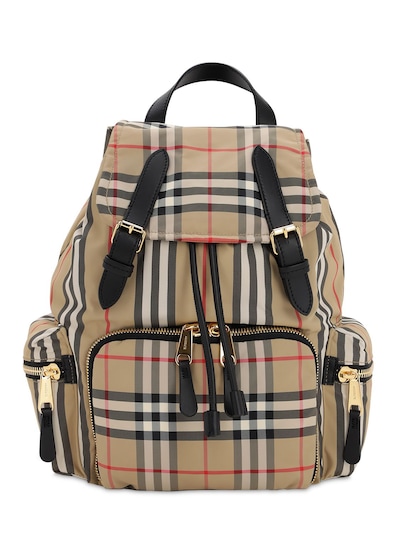 Burberry Medium Checked Nylon Backpack In Archive Beige