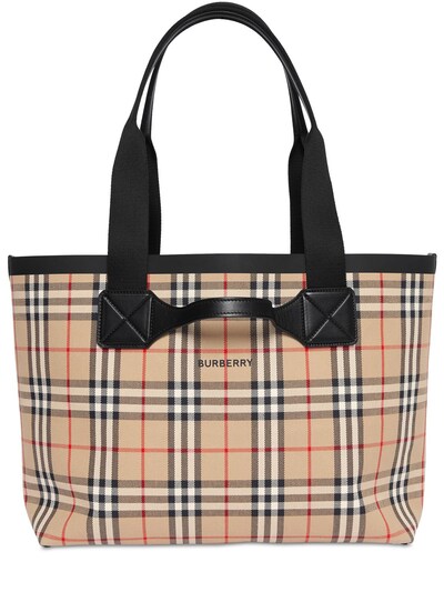 BURBERRY MD GIANT VINTAGE CHECK CANVAS TOTE,70ID1H046-QTCWMJY1