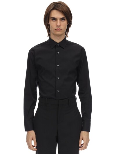 Z Zegna Slim Fit Stretch Cotton Poplin Shirt In Black