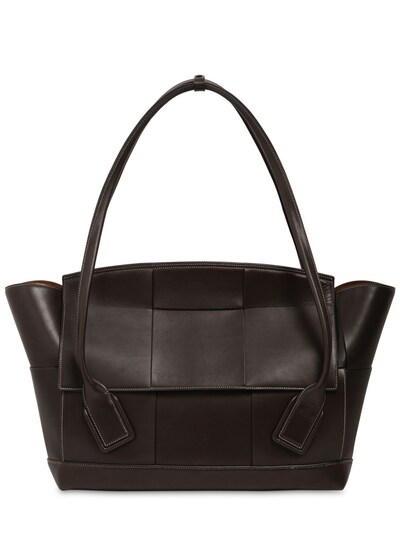 Bottega Veneta "arco 56" Maxi Intreccio Leather Bag In Fondente